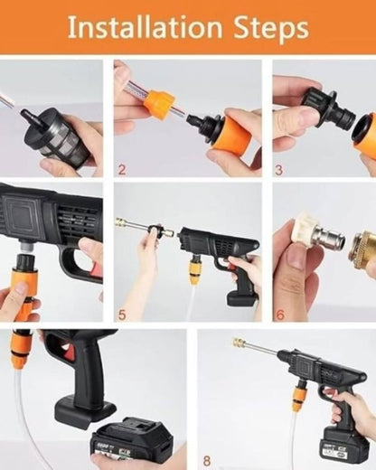 Rechargeable Wireless Car Washer Gun – High Pressure Portable Gun with Double Battery