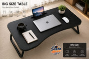 Computer Laptop Folding Table with Melamine Surface, Tablet Slot, and Cup Holder