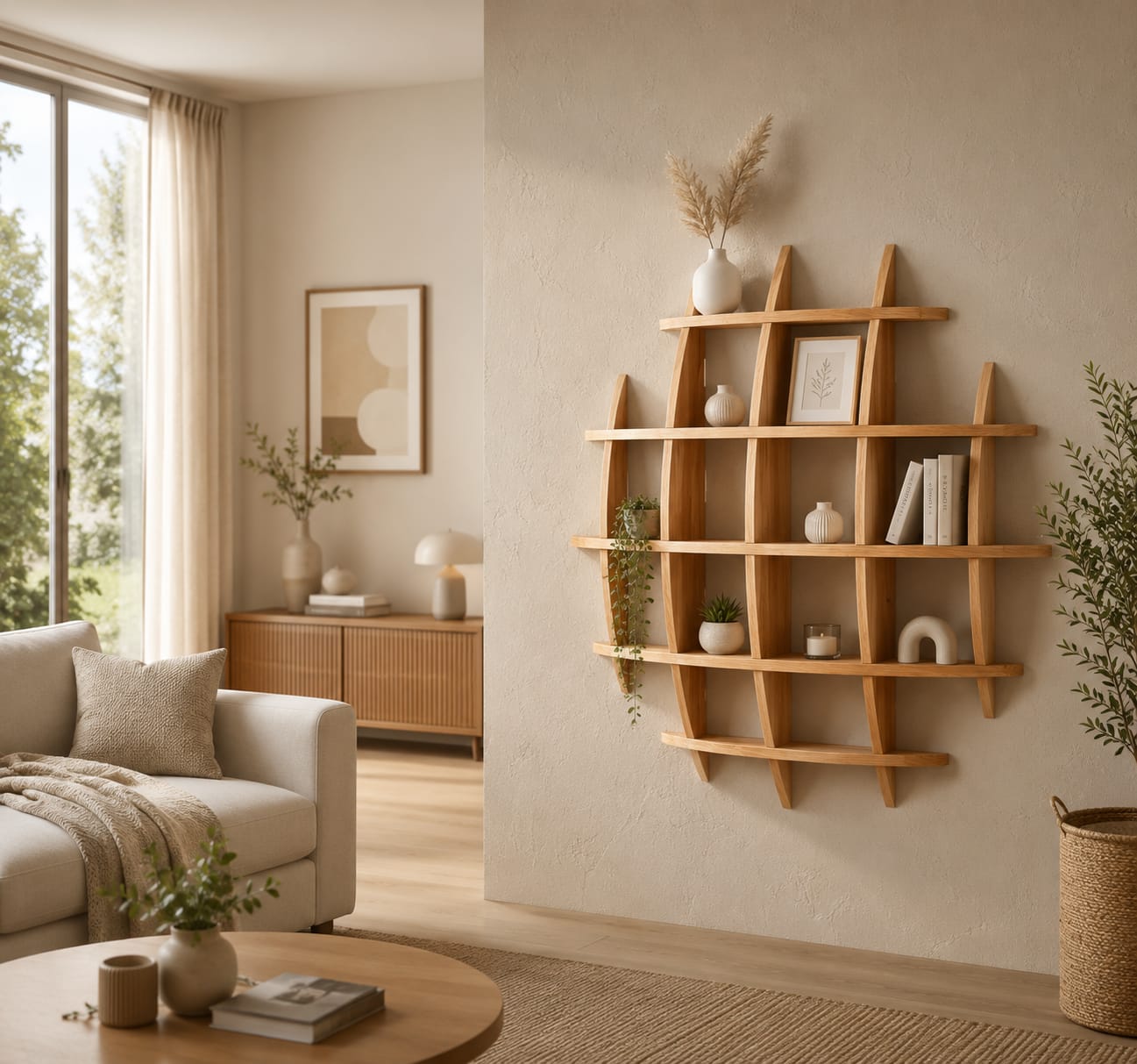 Wooden Sphere Wall Shelf | Premium Floating Bookshelf & Home Decor