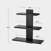 SHELFIE– 3 Tier Black Floating Wall Shelf | Modern Wooden Wall Organizer for Home Decor