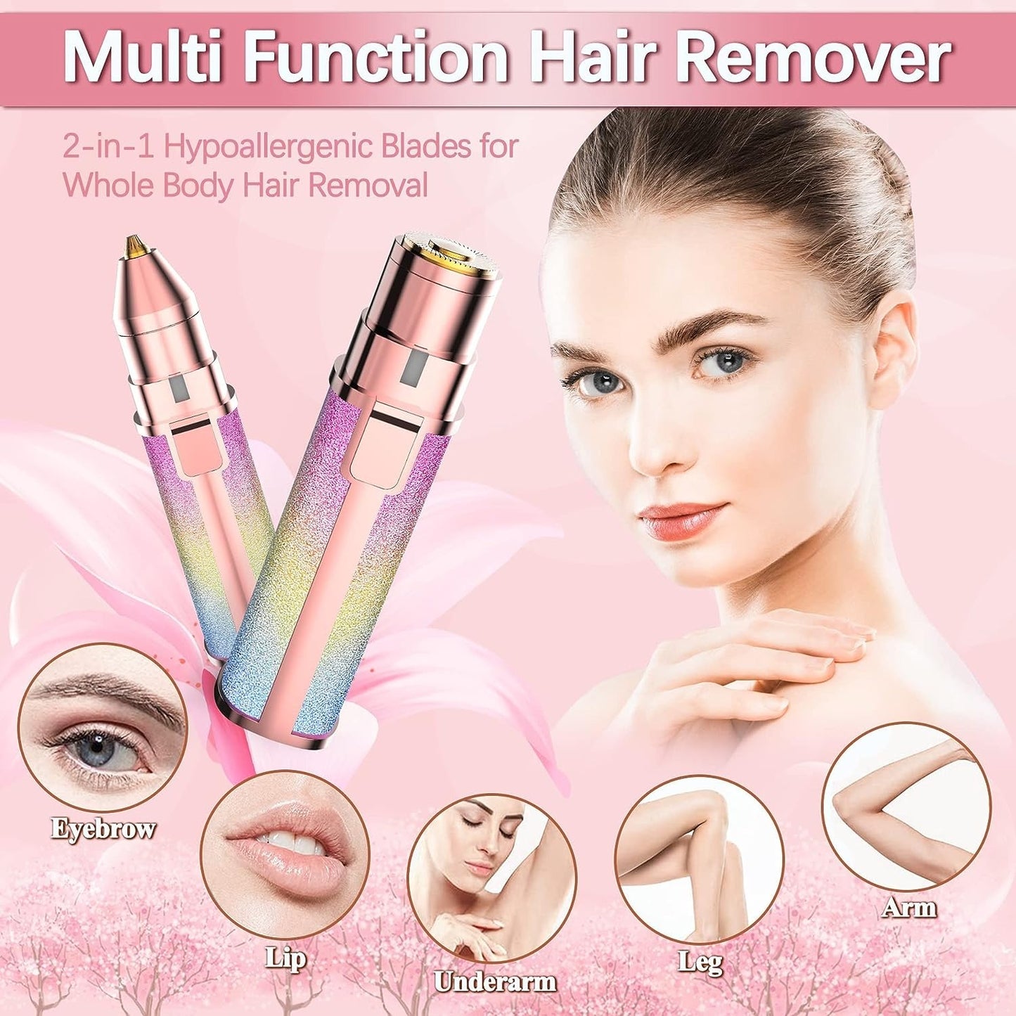 ✨ 2 in 1 Flawless Rechargeable Electric Eyebrow Trimmer & Facial Hair Remover For Women